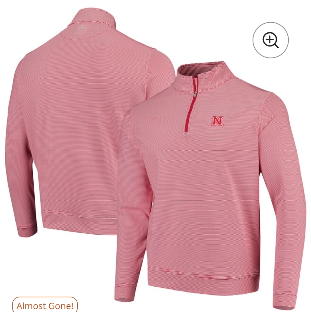 Nebraska Huskers Men's Peter Millar Scarlet Nebraska Huskers Perth Mini Stripe S